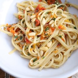 Linguini with Roasted Peppers