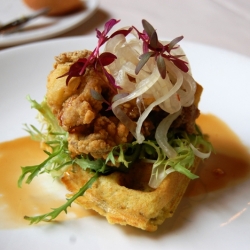 Jalapeno Waffle with Fried Oysters