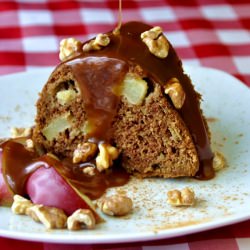 Warm Apple Cake w/ Caramel & Walnut