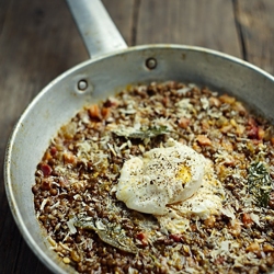 Poached Eggs with Lentils