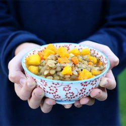 Lentil Soup with Roasted Pumpkin