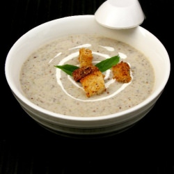 Mushroom Soup with Baked Croutons