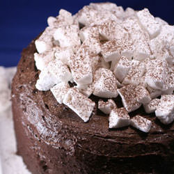 Hot Chocolate Layer Cake with Homemade Marshmallows