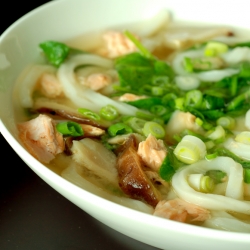 Salmon Teriyaki Miso Soup with Udon