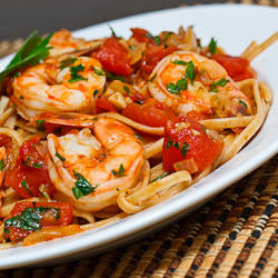 Shrimp Linguine in a Tomato Sauce