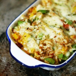 Baked Rice with Peppers and Bacon