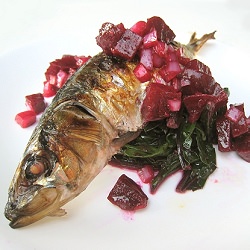 Sardines with Beet Green and Beetroot