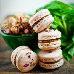 Rose and Basil-Chocolate Macarons