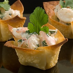 Shrimp Salad in Wonton Cups