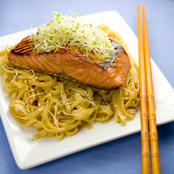 Teriyaki Salmon w/ Noodles