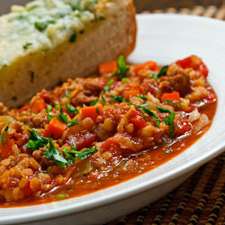 Sausage and Red Pepper Lentil Stew