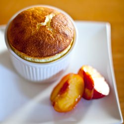 Buttermilk Pudding Cake with Peach