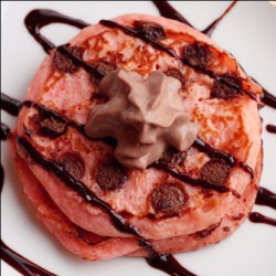 Pink Chocolate Chip Pancakes