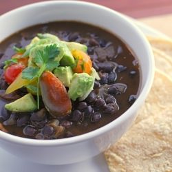 Black Bean Soup with Avocado Salsa