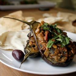 Bulghar-Stuffed Eggplant