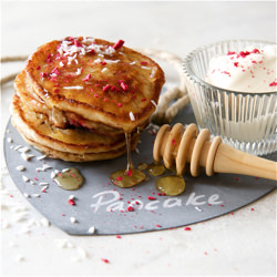 Raspberry, Lime and Coconut Pancake