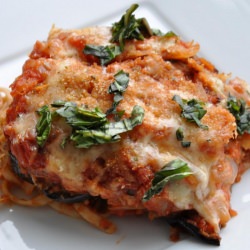 Eggplant Parmesan Linguine Bake