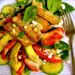 Spinach Salad with Baked Tofu