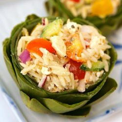 Artichokes with Orzo Salad