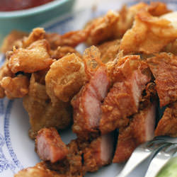 Meat Rolls and Prawn Fritters