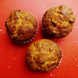 Roasted banana whole wheat muffins