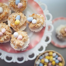 Springy Cupcakes with Coconut Nests