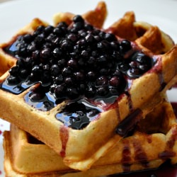 Waffles with Maple Blueberry Sauce