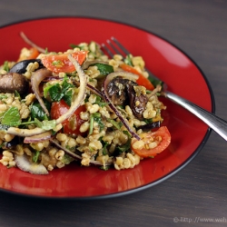 Bulgar. Eggplant. Salad. Eat.