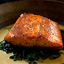 Salmon, Spinach, and Creme Fraiche