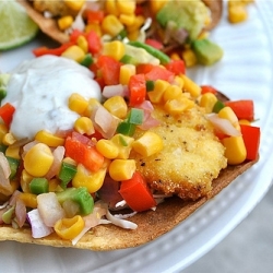 Cod Tostadas with Corn Relish