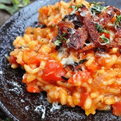 Roasted Peppers and Bacon Risotto