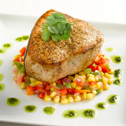 Swordfish on Corn Pepper Relish