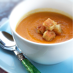 Carrot Soup with Cornbread Croutons