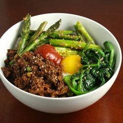 Korean Rice Bowl with Asparagus