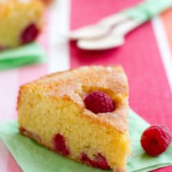 Rhubarb Raspberry Polenta Cake