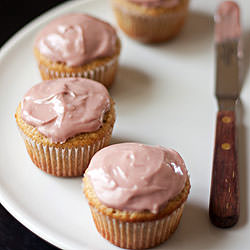 Almond Cupcakes & Pomegranate Icing