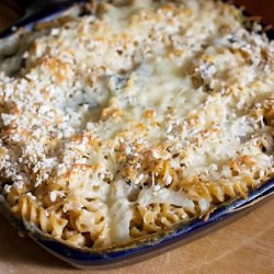 Mac & Cheese with Asian greens