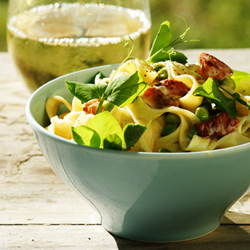 Tagliatelle with Peas and Bacon