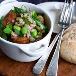 Warm Salad, Chorizo and Barley