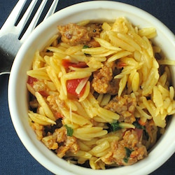 Orzo with Peppers, Tomatoes