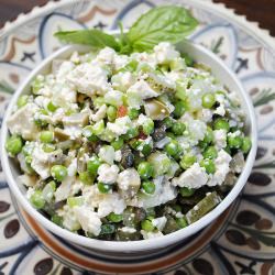 Tofu Salad with Peas and Scallions