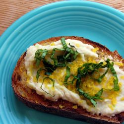 Green Garlic White Bean Bruschetta