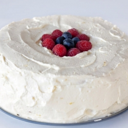 Lemon Cream Frosted Angel Food Cake