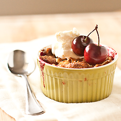 Cherry Peach Almond Crisp