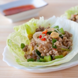 Spicy Pork and Noodles in Lettuce