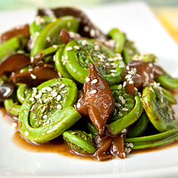 Fiddleheads with Shiitake Mushrooms