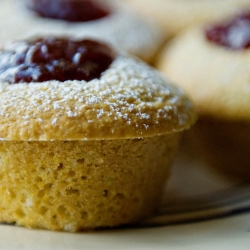 Strawberry Thumbprint Corn Muffins