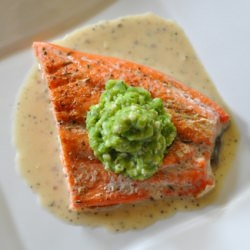 Roasted Salmon w/Pea Puree