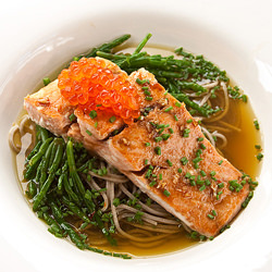 Salmon with Sea Beans & Soba