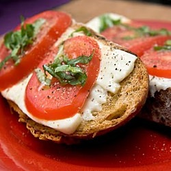 Tomato Basil Open Faced Grill Cheese